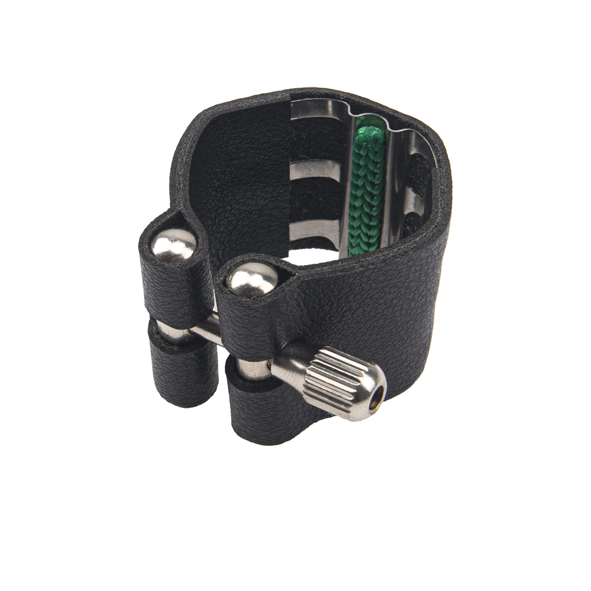 2Pcs Yootones Black Artificial Leather Saxophone Mouthpiece Sax Ligature Fastener Compatible with Saxophone Rubber Mouthpiece (T